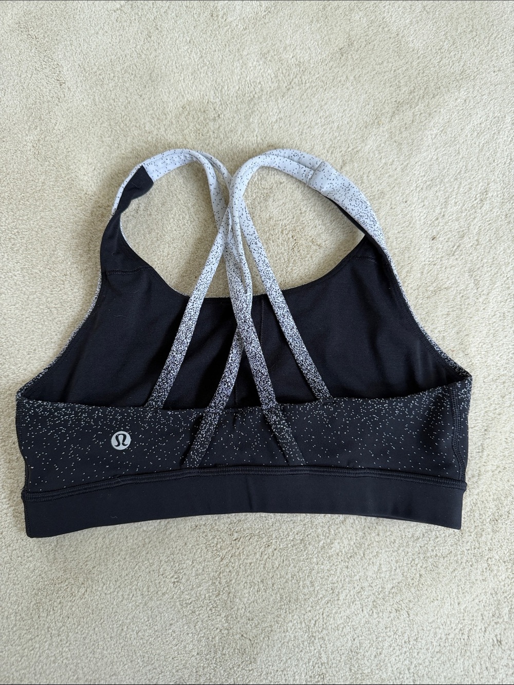 Lululemon Energy Bra in ombré speckle stop print Black/white sz 6 - Picture 3 of 5